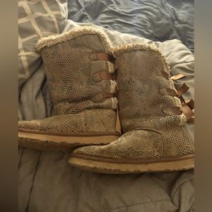 Snake Skin UGG Boots with Bows